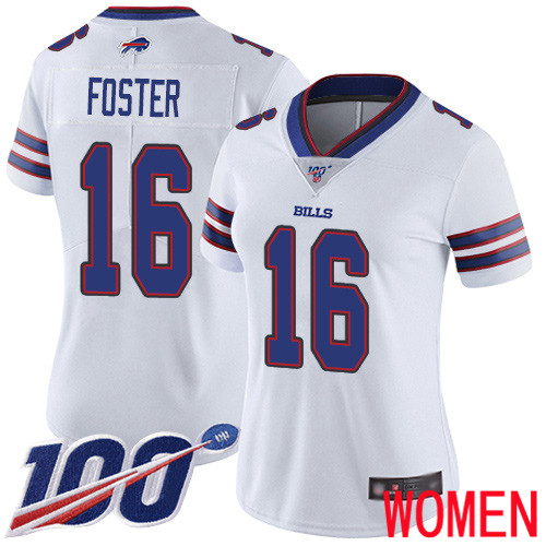 Women Buffalo Bills #16 Robert Foster White Vapor Untouchable Limited Player 100th Season NFL Jersey